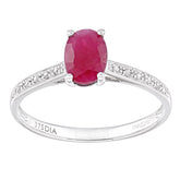 1.2ct Round Ruby and Diamond Ring with sidestones in UK Hallmarked 9ct White Gold